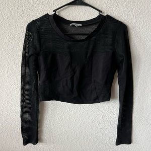 Unique Mesh Black Long Sleeve Top